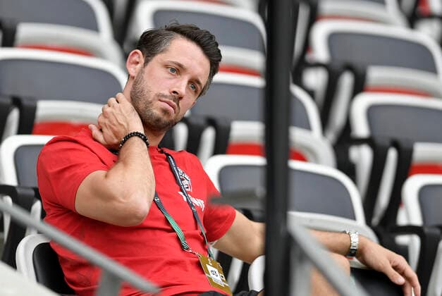 08.09.2022, Nice, France, Allianz Riviera, OGC Nice vs 1. FC Koeln - UEFA Europa Conference League 2022-2023 - Group D, Mark Uth (1. FC Koeln) gestikuliert, gestik (Foto Ralf Treese) Nice Allianz Riviera France