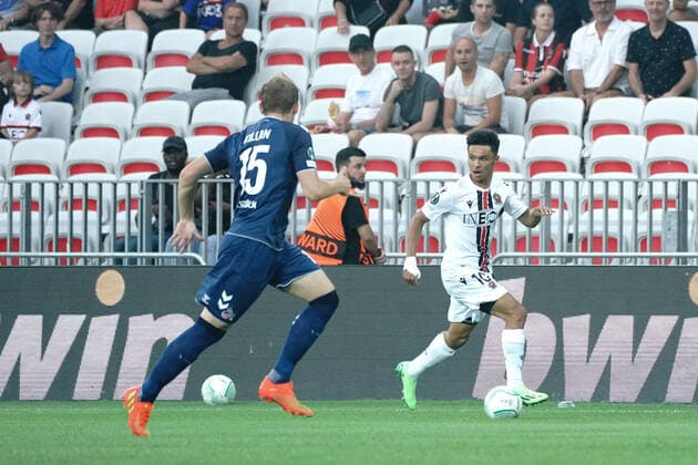 Sofiane Diop (OGC Nice) - Luca Kilian (FC Cologne) FOOTBALL : OGC Nice vs FC Cologne - Ligue Europa ConfÃ rence - Nice - 08 09 2022 NorbertScanella Panoramic 
