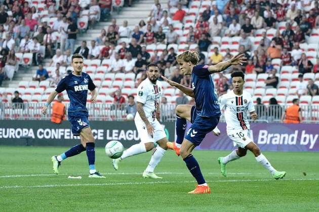 Timo Hübers (FC Cologne) FOOTBALL : OGC Nice vs FC Cologne - Ligue Europa ConfÃ rence - Nice - 08 09 2022 NorbertScanella Panoramic 