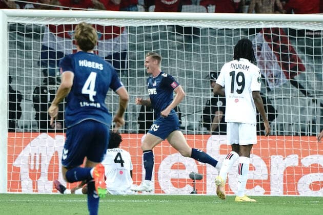 Joie - Steffen Tigges (FC Cologne) FOOTBALL : OGC Nice vs FC Cologne - Ligue Europa ConfÃ rence - Nice - 08 09 2022 NorbertScanella Panoramic 