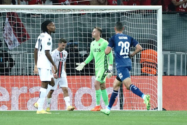 Deception - Marcin Bulka (OGC Nice) FOOTBALL : OGC Nice vs FC Cologne - Ligue Europa ConfÃ rence - Nice - 08 09 2022 NorbertScanella Panoramic 