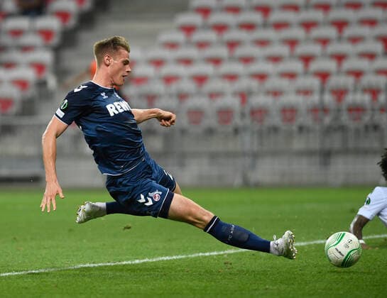 08.09.2022, Nice, France, Allianz Riviera, OGC Nice vs 1. FC Koeln - UEFA Europa Conference League 2022-2023 - Group D, Steffen Tigges (1. FC Koeln) Tor zum 0:1 (Foto Ralf Treese) Nice Allianz Riviera France