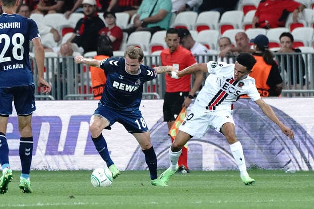 Ondrej Duda (FC Cologne) - Sofiane Diop (OGC Nice) FOOTBALL : OGC Nice vs FC Cologne - Ligue Europa ConfÃ rence - Nice - 08 09 2022 NorbertScanella Panoramic 