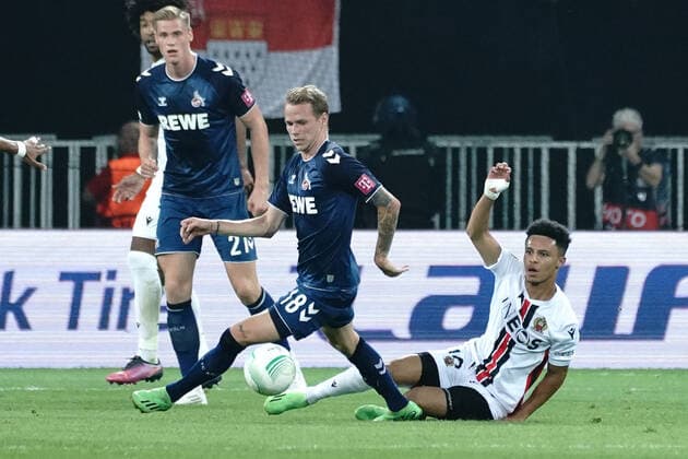 Ondrej Duda (FC Cologne) - Sofiane Diop (OGC Nice) FOOTBALL : OGC Nice vs FC Cologne - Ligue Europa ConfÃ rence - Nice - 08 09 2022 NorbertScanella Panoramic 