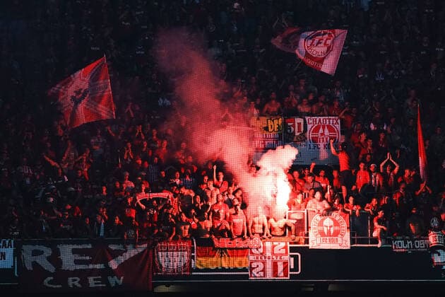 Supporters de FC Cologne FOOTBALL : OGC Nice vs FC Cologne - Ligue Europa ConfÃ rence - Nice - 08 09 2022 NorbertScanella Panoramic 