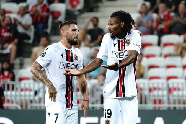 Khephren Thuram (OGC Nice) - Andy Delort (OGC Nice) FOOTBALL : OGC Nice vs FC Cologne - Ligue Europa ConfÃ rence - Nice - 08 09 2022 NorbertScanella Panoramic 