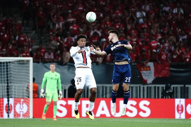 Jean Clair Todibo (OGC Nice) - Jan Thielmann (FC Cologne) FOOTBALL : OGC Nice vs FC Cologne - Ligue Europa ConfÃ rence - Nice - 08 09 2022 NorbertScanella Panoramic 