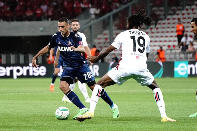 Elles Skhiri (FC Cologne) - Khephren Thuram (OGC Nice) FOOTBALL : OGC Nice vs FC Cologne - Ligue Europa ConfÃ rence - Nice - 08 09 2022 NorbertScanella Panoramic 