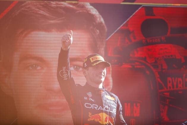 podium VERSTAPPEN Max (ned), Red Bull Racing RB18, portrait during the Formula 1 Pirelli Gran Premio d™Italia 2022, Italian Grand Prix 2022, 16th round of the 2022 FIA Formula One World Championship, WM, Weltmeisterschaft from September 9 to 11, 2022 on the Autodromo Nazionale di Monza, in Monza, Italy - F1 - ITALIAN GRAND PRIX 2022 - RACE DPPI Panoramic  00122038__V2_6420