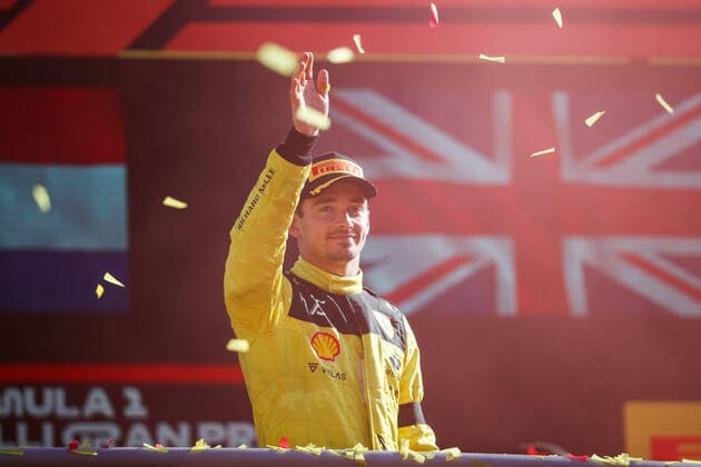 LECLERC Charles (mco), Scuderia Ferrari F1-75, portrait podium during the Formula 1 Pirelli Gran Premio d™Italia 2022, Italian Grand Prix 2022, 16th round of the 2022 FIA Formula One World Championship, WM, Weltmeisterschaft from September 9 to 11, 2022 on the Autodromo Nazionale di Monza, in Monza, Italy - F1 - ITALIAN GRAND PRIX 2022 - RACE DPPI Panoramic  00122038__V2_6579