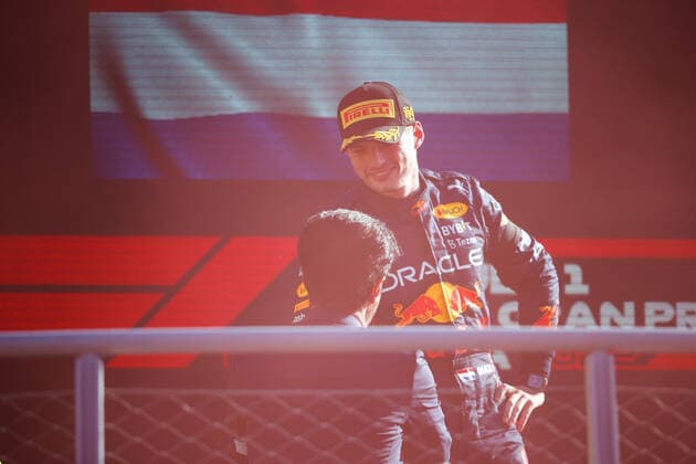 podium VERSTAPPEN Max (ned), Red Bull Racing RB18, BEN SULAYEM Mohammed (uae), President of the FIA, portrait during the Formula 1 Pirelli Gran Premio d™Italia 2022, Italian Grand Prix 2022, 16th round of the 2022 FIA Formula One World Championship, WM, Weltmeisterschaft from September 9 to 11, 2022 on the Autodromo Nazionale di Monza, in Monza, Italy - F1 - ITALIAN GRAND PRIX 2022 - RACE DPPI Panoramic 00122038__V2_6465