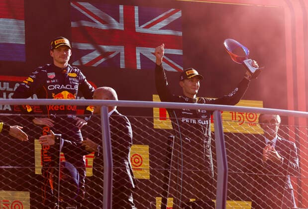 1 Max Verstappen (NLD, Oracle Red Bull Racing), 63 George Russell (GBR, Mercedes-AMG Petronas F1 Team), F1 Grand Prix of Italy at Autodromo Nazionale Monza on September 11, 2022 in Monza, Italy. (Photo by HOCH ZWEI) Monza Italy