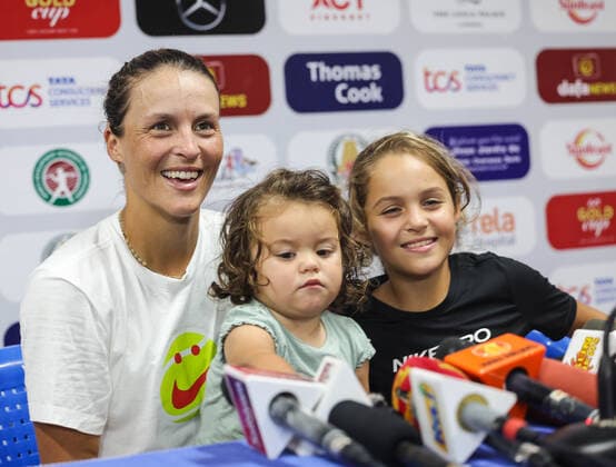 September 13, 2022, Chennai, Tamil Nadu, India: Chennai Open WTA, Tennis Damen 250 :.Ankita RAINA (IND) Vs Tatjana MARIA (GBR) Maria with her children during the press conference, PK, Pressekonferenz ..MARIA defeated Raina by 6-0 6-1 Chennai India - ZUMAs280 20220913_zsp_s280_028 Copyright: xSeshadrixSukumarx