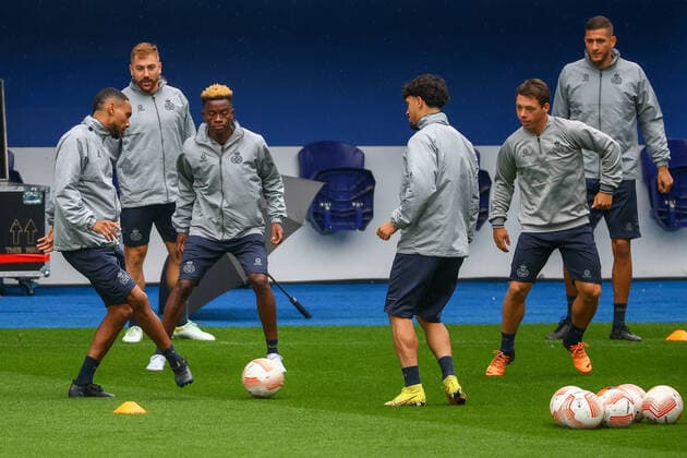 Union s players pictured during a training session of Belgian soccer team Royale Union Saint-Gilloise, Wednesday 14 September 2022 in Leuven, in preparation of tomorrow s game against Swedish team FC Malmo on day 2 of the Uefa Europa League group stage. DAVIDxPINTENS  x44278201x