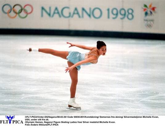 FLT-PICA Vinter-OS Nagano 98-02-20 Code 50030-801 Konstakning Damernas fria akning Silvermedaljören Michelle Kwan, USA, under sitt fria ak. Olympic Games, Olympische Spiele, Olympia, OS Nagano Figure skating, Eiskunstlauf Ladies free Silver medalist Michelle Kwan. Foto Anders Wiklund FLT-PICA NAGANO JAPAN x50030x  Copyright: xAndersxWiklundx OS NAGANO 1998 KONSTAKNING