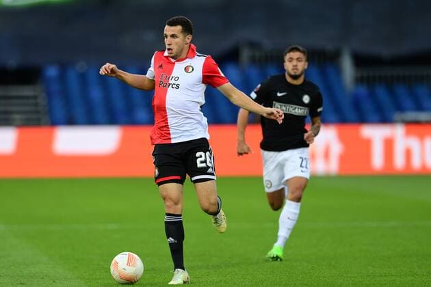 ROTTERDAM - Oussama Idrissi of Feyenoord during the UEFA Europa League Group F match between Feyenoord and Sturm Graz at Feyenoord Stadion de Kuip on September 15, 2022 in Rotterdam, Netherlands. ANP OLAF KRAAK UEFA Europa League group F 2022 2023 xVIxANPxSportx xxANPxIVx