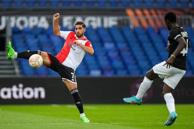 UEFA Europa League: Feyenoord v SK Sturm Graz Rotterdam - Alireza Jahanbakhsh of Feyenoord, Amadou Dante of Strum Graz during the match between Feyenoord v SK Sturm Graz at Stadion Feijenoord De Kuip on 15 September 2022 in Rotterdam, Netherlands. Copyright: xTomxBodex