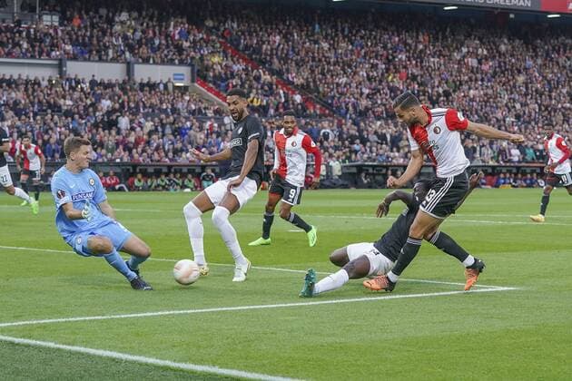 ROTTERDAM, 15-09-2022, Stadium Feijenoord, De Kuip, UEFA Europa League, Feyenoord - Sturm Graz, season 2022 2023, Feyenoord defender David Hancko scores the 2-0 Feyenoord - Sturm Graz  x18341083x Copyright: