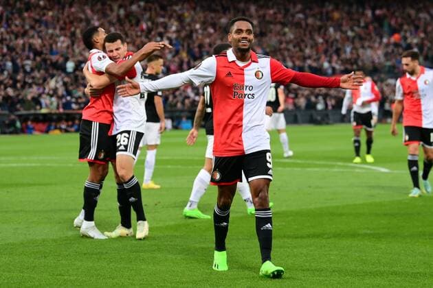 ROTTERDAM - Danilo Pereira da Silva of Feyenoord celebrates 3-0 during the UEFA Europa League Group F match between Feyenoord and Sturm Graz at Feyenoord Stadion de Kuip on September 15, 2022 in Rotterdam, Netherlands. ANP OLAF KRAAK UEFA Europa League group F 2022 2023 xVIxANPxSportx xxANPxIVx