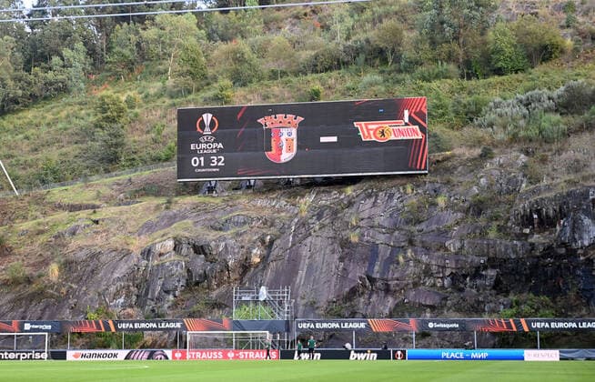 Fussball, Herren, Saison 2022 2023, Europa League, Sporting Braga - 1. FC Union Berlin (Gruppenphase, Gruppe D, 2. Spieltag), Übersicht, Anzeigetafel mit Countdown, 15.09. 2022, Copyright: xMatthiasxKochx