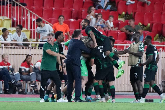 Fußball, EL, AS Monaco - Ferencvaros Budapest Joie - equipe de Ferencvaros TC FOOTBALL : AS Monaco vs Ferencvaros TC - Ligue Europa - Phase de groupe - Monaco - 15 09 2022 NorbertScanella Panoramic 