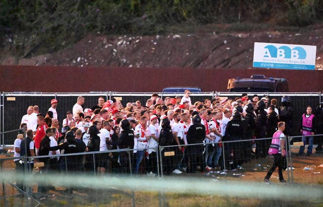 Fussball, Herren, Saison 2022 2023, Europa League, Sporting Braga - 1. FC Union Berlin (Gruppenphase, Gruppe D, 2. Spieltag), mit Anpfiff (21 Uhr MEZ) stehen viele Fans von Union vor dem Stadion, am Einlass gibt es Probleme, 15.09. 2022, Copyright: xMatthiasxKochx
