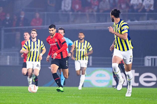 Fußball, EL, Stade Rennes - Fenerbahce IStanbul Martin Terrier ( 7 - Rennes ) - FOOTBALL : Rennes vs Fenerbahce - Ligue Europa - Rennes - 15 09 2022 FedericoPestellini Panoramic 