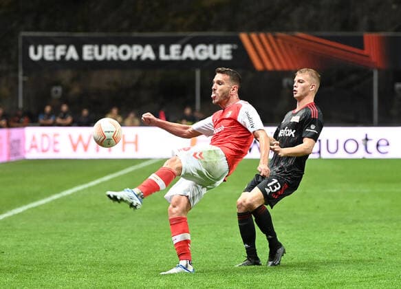 Fußball, EL, Sporting Braga - 1. FC Union Berlin Fussball, Herren, Saison 2022 2023, Europa League, Sporting Braga - 1. FC Union Berlin (Gruppenphase, Gruppe D, 2. Spieltag), v. l. Nuno Sequeira (SC Braga), Andras Schäfer (1. FC Union Berlin), 15.09. 2022, Copyright: xMatthiasxKochx