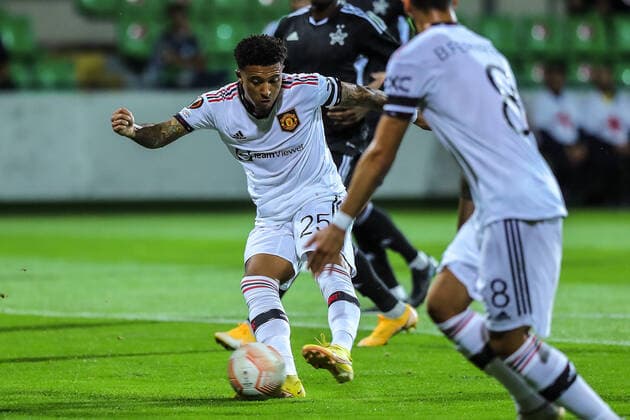 Fußball, EL, Sheriff Tiraspol - Manchester United UEFA Europa League Sheriff Tiraspol v Manchester United, ManU Jadon Sancho scores a goal during the UEFA Europa League match Sheriff Tiraspol vs Manchester United at Sheriff Sports Complex, Tiraspol, Republic of Moldova, 15th September 2022 (Photo by Stefan Constantin News Images) Tiraspol Sheriff Sports Complex Transnistria Republic of Moldova Copyright: xStefanxConstantin NewsxImagesx