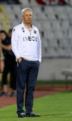 Fußball, ECL, Partizan Belgrad - OGC Nizza Lucien Favre OGC Nice coach FOOTBALL : Partizan vs OGC Nice - UEFA Conference Ligue - 15 09 2022 AleksandarDjorovic Panoramic 