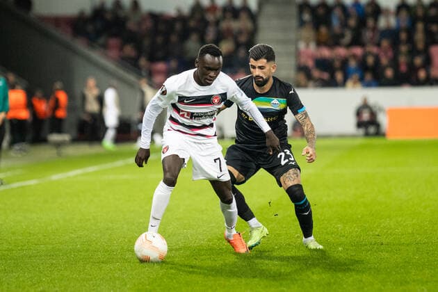 FC Midtjylland v Lazio, UEFA Europa League football, Herning, Denmark Herning, Denmark. 15th, September 2022. Pione Sisto (7) of FC Midtjylland and Elseid Hysaj (23) of Lazio seen during the UEFA Europa League match between FC Midtjylland and Lazio at MCH Arena in Herning. Herning Denmark  Copyright: xGonzalesxPhoto BalazsxPopalx