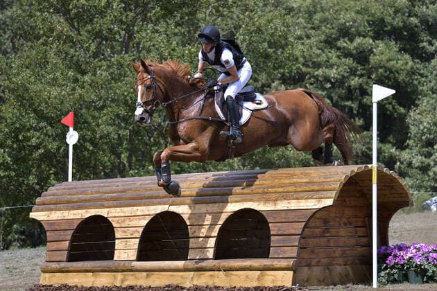 Sandra Hauffart (GER) riding Viamant du Matz during the cross-country course of the Equestrian FEI Eventing World Championships on September 17, 2022 at Pratoni del Vivaro, Rome, Italy  Copyright: xRobertoxBettacchi SportReporterx xLivexMediax 0