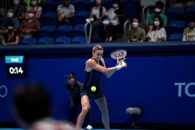 September 19, 2022, Tokyo, Japan: Petra MARTIC (CRO) hits a return against Rina SAIGO (JPN) during their Singles 1st Round match at the TORAY PAN PACIFIC OPEN TENNIS TOURNAMENT 2022 at Ariake Coliseum. The tournament is held from September 17 to 25. Tokyo Japan - ZUMAm191 20220919_zap_m191_048 Copyright: xRodrigoxReyesxMarinx