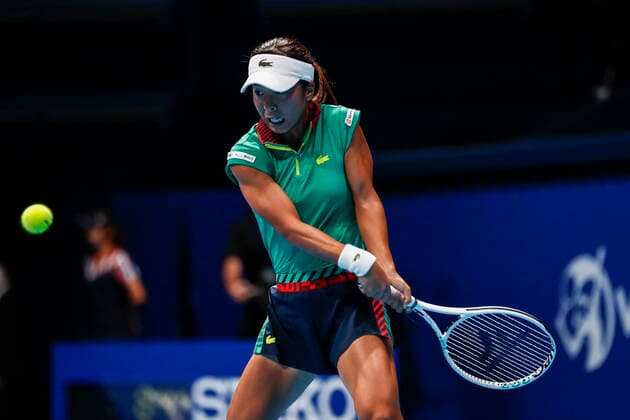 September 20, 2022, Tokyo, Japan: Mai HONTAMA (JPN) hits a return against Shuai ZHANG (CHN) during their Singles 1st Round match at the TORAY PAN PACIFIC OPEN TENNIS TOURNAMENT 2022 at Ariake Coliseum. The tournament is held from September 17 to 25. Shuai ZHANG defeats Mai HONTAMA. Tokyo Japan - ZUMAm191 20220920_zap_m191_023 Copyright: xRodrigoxReyesxMarinx