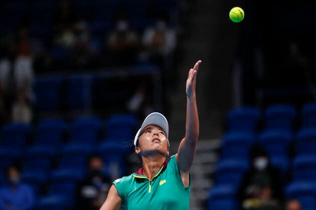 September 20, 2022, Tokyo, Japan: Mai HONTAMA (JPN) serves against Shuai ZHANG (CHN) during their Singles 1st Round match at the TORAY PAN PACIFIC OPEN TENNIS TOURNAMENT 2022 at Ariake Coliseum. The tournament is held from September 17 to 25. Shuai ZHANG defeats Mai HONTAMA. Tokyo Japan - ZUMAm191 20220920_zap_m191_025 Copyright: xRodrigoxReyesxMarinx