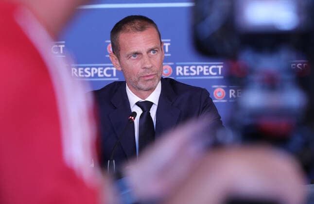 PXL_UEFA president Aleksander Ceferin Press UEFA president Aleksander Ceferin held a press conference, PK, Pressekonferenz during UEFA Executive Board session in the historic Arsenal building , on the island of Hvar, Croatia, on September 20, 2022. IvoxCagalj PIXSELL