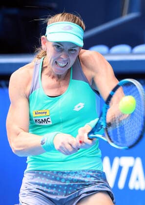 September 21, 2022, Tokyo, Japan - Despina Papamichail of Greece returns the ball against Gabrine Muguruza of Spain at the singles second round match at the Toray Pan Pacific Open tennis tournament at the Ariake Coliseum in Tokyo on Wednesday, September 21, 2022. Third seeded Muguruza defeated Papamichail 6-4, 6-2. Noxthirdxpartyxsales  (199128252)