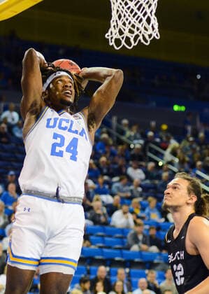 September 21, 2022, Westwood, California, USA: Former UCLA basketball player, Jalen Hill dies in Costa Rica. He was 22. FILE PHOTO: Bruins Jalen Hill goes up and over 49ers defender Trever Irish for this slam dunk .as the host UCLA Bruins defeat the visiting Long Beach State 49ers 69-65 during their contest on Wednesday November 6, 2019 at Pauley Pavilion in Westwood, .California. PI Westwood USA - ZUMAp124 20220921_zaa_p124_018 Copyright: xBURTxHARRISx