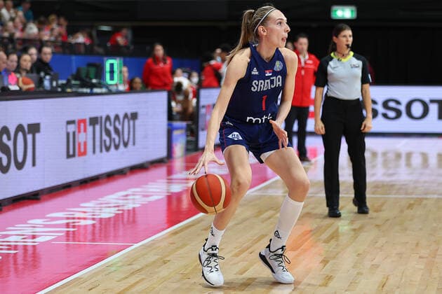 22nd September 2022; Homebush, Sydney, New South Wales, Australia: Women s World Cup Basketball, Serbia versus Canada: Ivana RACA of Serbia dribbles the ball.  ActionPlus12428348 KevinxManning