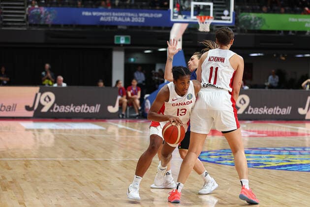22nd September 2022; Homebush, Sydney, New South Wales, Australia: Women s World Cup Basketball, Serbia versus Canada: Shay COLLEY of Canada slides around a teammate  ActionPlus12428371 KevinxManning