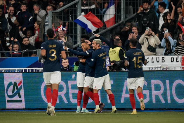 SOCCER - NL, FRA vs AUT SAINT DENIS,FRANCE,22.SEP.22 - SOCCER - UEFA Nations League, OEFB international match, Länderspiel, Nationalmannschaft France vs Austria. Image shows the rejoicing of FRA.  GEPAxpictures xJohannesxFriedl