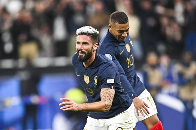 Joie des joueurs de l equipe de France apres le but de Olivier Giroud (Fra) FOOTBALL : France vs Autriche - Ligue des Nations - 22 09 2022 JBAutissier Panoramic 
