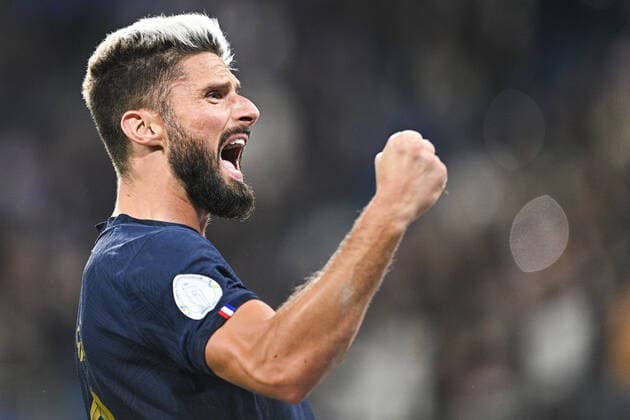 Joie des joueurs de l equipe de France apres le but de Olivier Giroud (Fra) FOOTBALL : France vs Autriche - Ligue des Nations - 22 09 2022 JBAutissier Panoramic 
