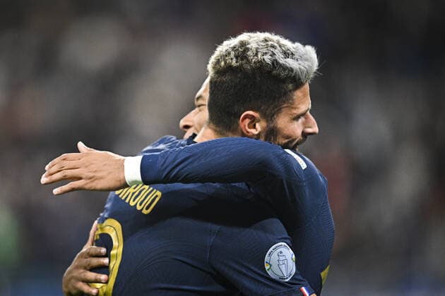 Joie des joueurs de l equipe de France apres le but de Olivier Giroud (Fra) FOOTBALL : France vs Autriche - Ligue des Nations - 22 09 2022 JBAutissier Panoramic 