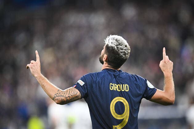 Joie des joueurs de l equipe de France apres le but de Olivier Giroud (Fra) FOOTBALL : France vs Autriche - Ligue des Nations - 22 09 2022 JBAutissier Panoramic 