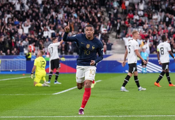 Kylian Mbappe (Paris Saint-Germain) of France celebrates scoring a goal which is disallowed during the International nations league match between France and Austria at Stade de France, Paris, France on 22 September 2022. Copyright: xAndyxRowlandx PMI-5185-0016