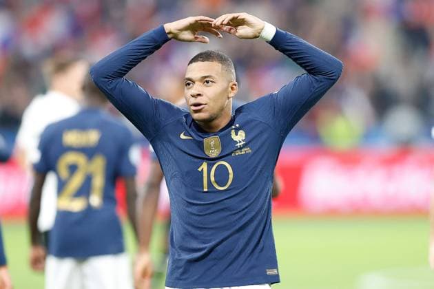 22.09.2022 xabx Qualifikation UEFA Nations League 2023 Frankreich - Österreich v.l., Kylian MbappeÌ (Frankreich) Torjubel, Goal celebration, celebrate the goal zum 1:0 Copyright: AntonioxBorga