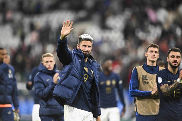 joie des joueurs de l equipe de France en fin de match Olivier Giroud (Fra) FOOTBALL : France vs Autriche - Ligue des Nations - 22 09 2022 JBAutissier Panoramic 