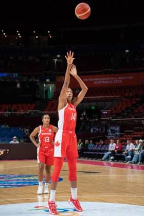 FIBA Womens World Cup 2022 - France v Canada Kayla Alexander (14 Canada) takes a free throw during the FIBA Womens World Cup 2022 game between France and Canada at the Sydney Superdome in Sydney, Australia. Noe Llamas SPP Copyright: xNoexLlamas SPPx noe_llamas_sports_press_photo_171940