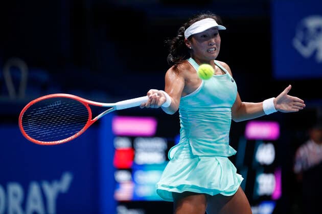 September 23, 2022, Tokyo, Japan: Claire LIU (USA) hits a return against Qinwen ZHENG (CHN) during their Singles Quarterfinals match at the TORAY PAN PACIFIC OPEN TENNIS TOURNAMENT 2022 at Ariake Coliseum. The tournament is held from September 17 to 25. Tokyo Japan - ZUMAm191 20220923_zap_m191_088 Copyright: xRodrigoxReyesxMarinx